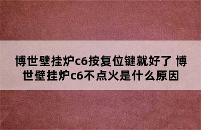 博世壁挂炉c6按复位键就好了 博世壁挂炉c6不点火是什么原因